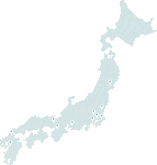 日本地図に6箇所のstudioの場所が表されている